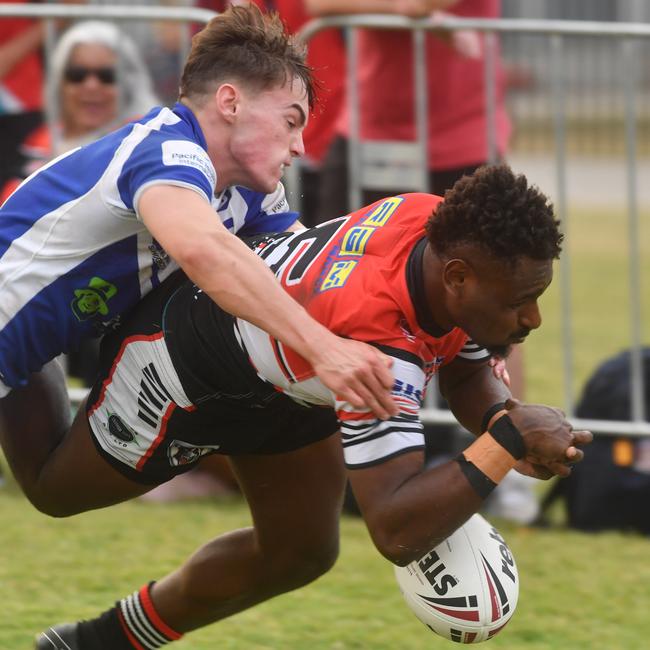 Aaron Payne Cup. Ignatius Park College against Kirwan High at Kirwan High. Almost a try. Picture: Evan Morgan