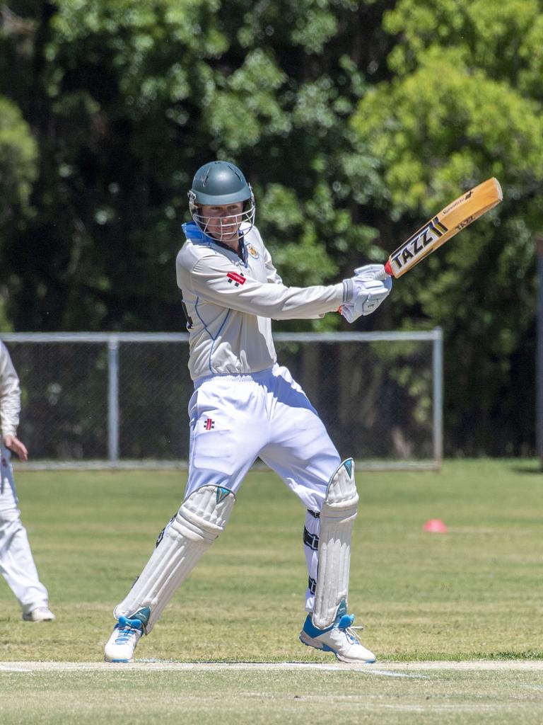 Scott Schultz bats for Wests. Western Districts vs Met Easts, reserve grade cricket. Saturday, November 26, 2022. Picture: Nev Madsen.