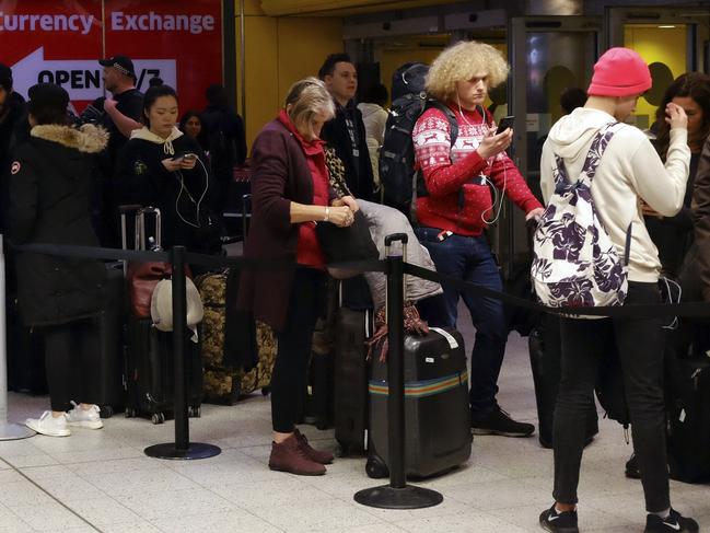 The incident has thrown Christmas travel plans for Brits into chaos. Picture: AP