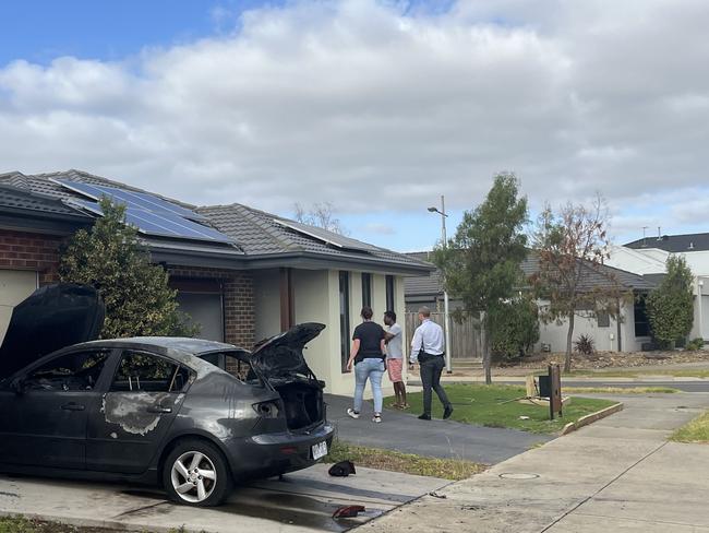 Detectives attend the scene on Monday morning. Picture: Nilsson Jones.