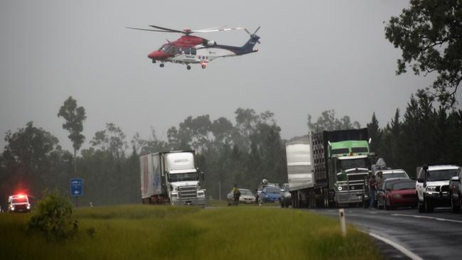 Traffic builds on the Bruce Highway as emergency services respond to a fatal crash between Ingham and Cardwell in the state’s north. Picture: Cameron Bates