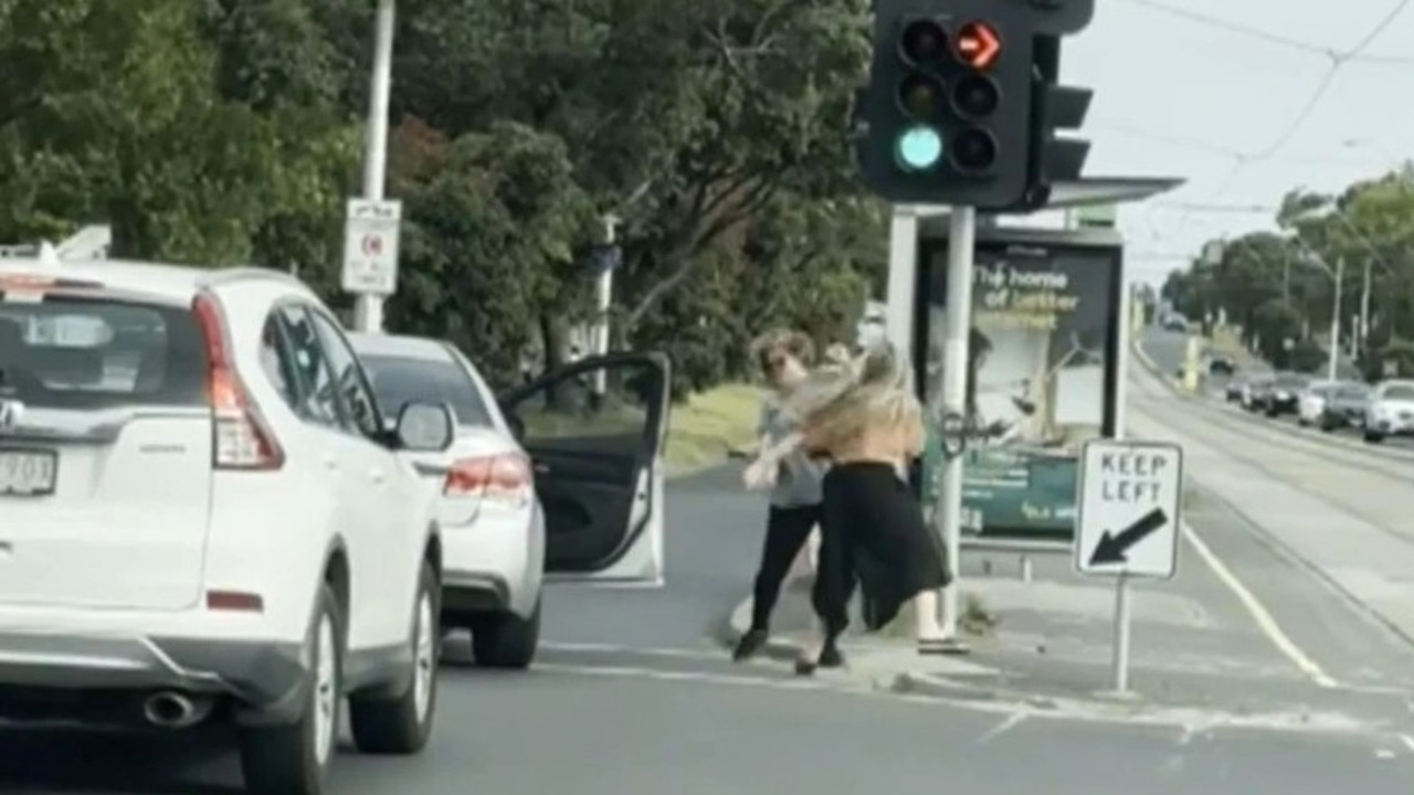 Two women captured brawling in a Melbourne Street in January. Picture: Today