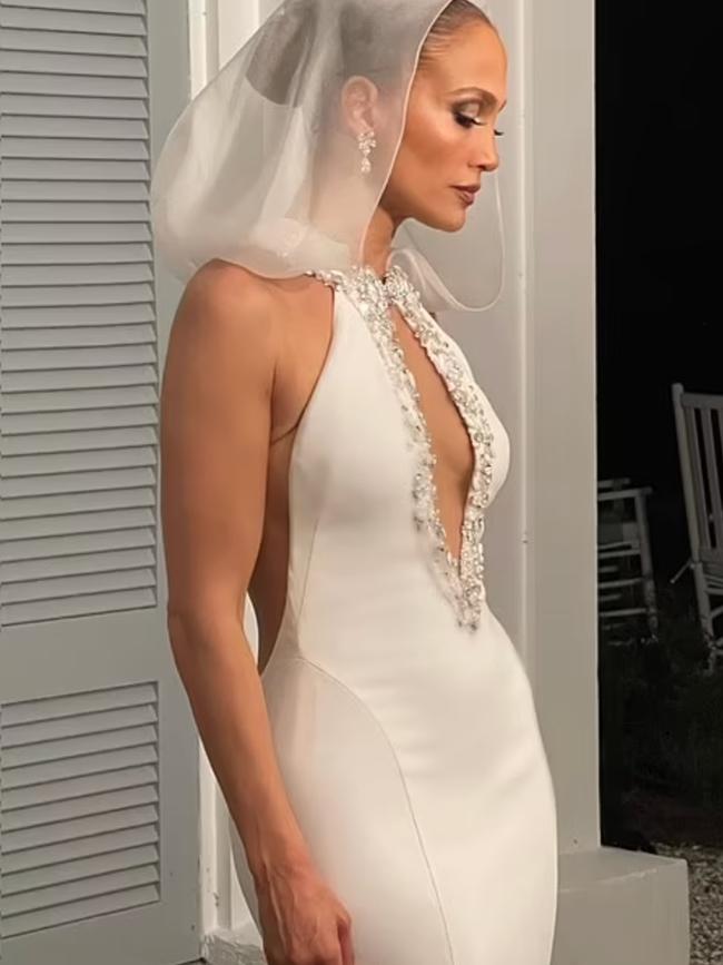 Jennifer Lopez in one of her Ralph Lauren wedding gowns. Picture: OntheJLo.com