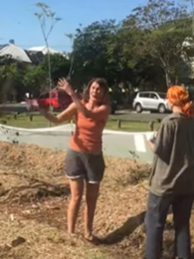 She started throwing soil from inside the garden over its fence. Picture: Facebook / @GrowingForward