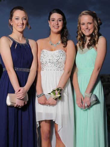 St Aloysius leavers, from left, Chloe House, Tiana Grant and Lauren Hay. Picture: LUKE BOWDEN