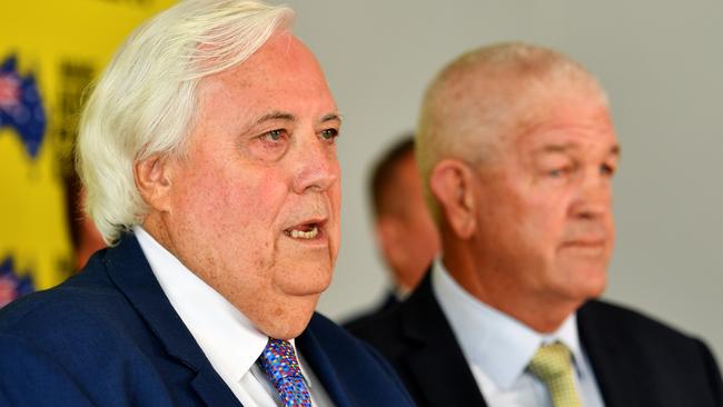 Clive Palmer in Townsville endorsing his Clive Palmer's United Australia Party candidates. Picture: Alix Sweeney