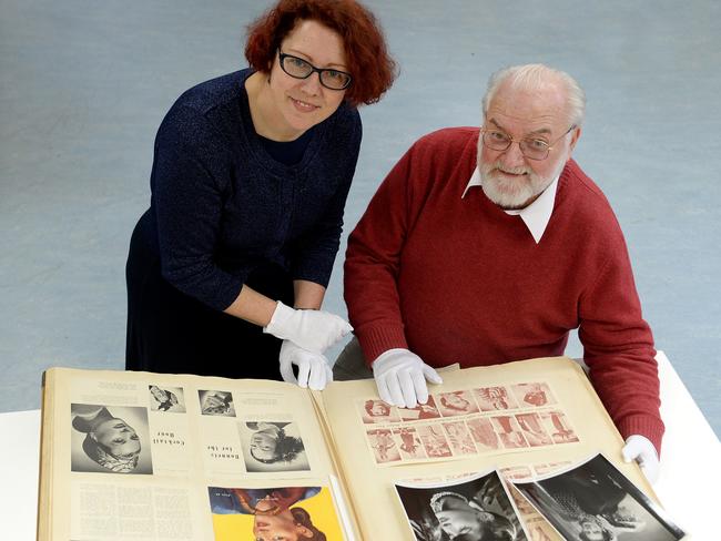 State Library of NSW curators Margot Riley and Alan Davis with the scrapbooks of Sydney fashion photographer Robert Hillier which features Maide Hann who was very famous model in the 1940s, pictured in 2013.