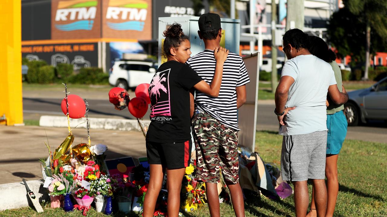 Memorial for the four teenagers killed in a roadside crash. Cnr of Bayswater Rd and Duckworth St. Picture: Alix Sweeney