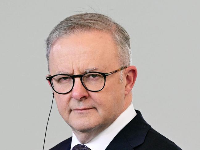 German Chancellor Olaf Scholz (R) and Australian Prime Minister Anthony Albanese address a press conference following talks at the Chancellery in Berlin on July 10, 2023. (Photo by John MACDOUGALL / AFP)