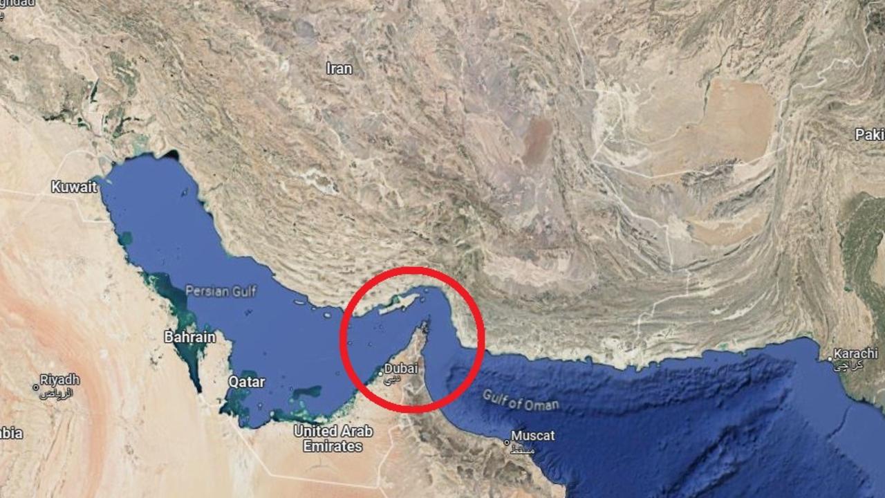 Teh Strait of Hormuz is a narrow channel which is vital to the world economy and which Iran could block. Picture: Google.