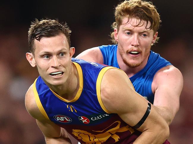 BRISBANE, AUSTRALIA - MAY 05: Ryan Lester of the Lions in action during the round eight AFL match between Brisbane Lions and Gold Coast Suns at The Gabba, on May 05, 2024, in Brisbane, Australia. (Photo by Chris Hyde/AFL Photos/via Getty Images )