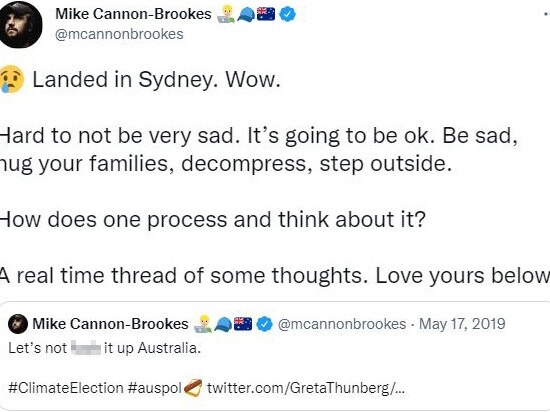 One of Mike Cannon-Brookes’ Tweets.