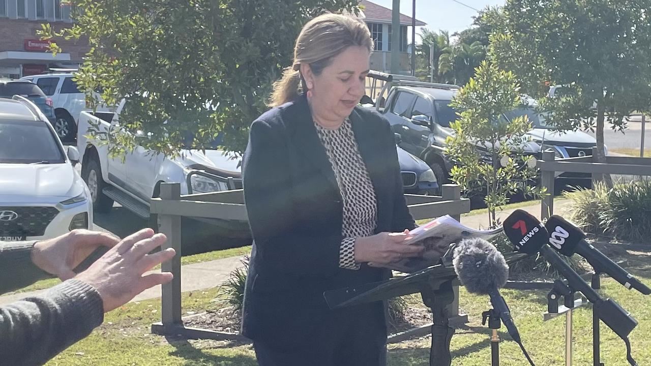 The Queensland Premier addresses media outside of the Bundaberg Base Hospital