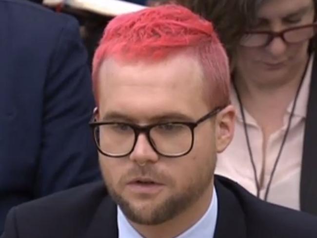 Christopher Wylie who worked at Cambridge Analytica appears as a witness before the Digital, Culture, Media and Sport Committee of members of the British parliament at the Houses of Parliament. Picture: AFP