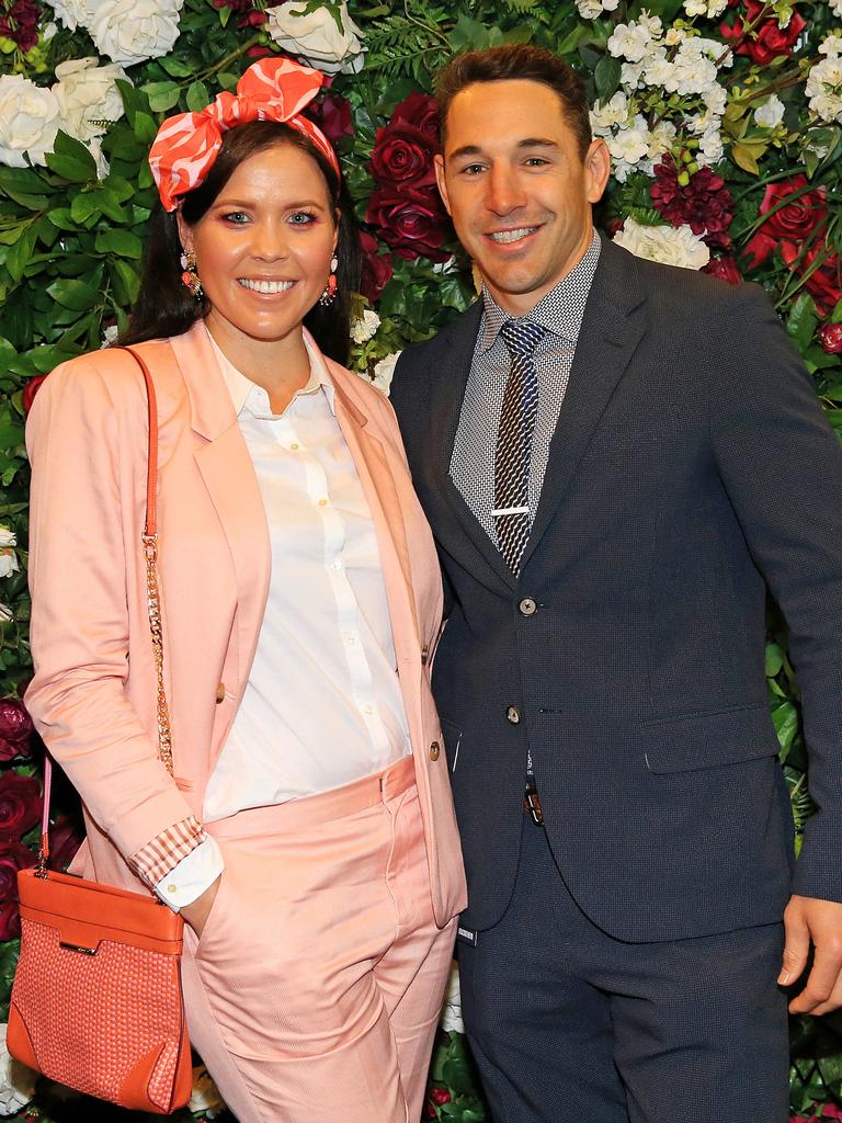 Nicole and Billy Slater at the Caulfield Cup. Picture: Mark Stewart.