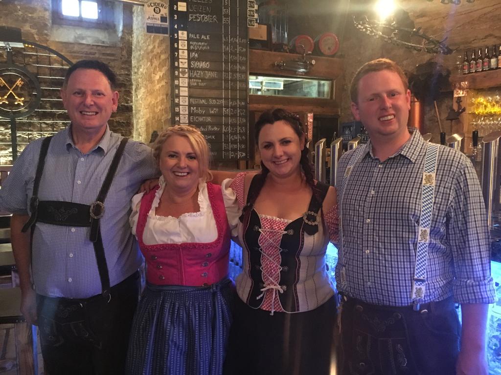 Don’t forget your lederhosen! The Fren family in Germany. Picture: Channel 9