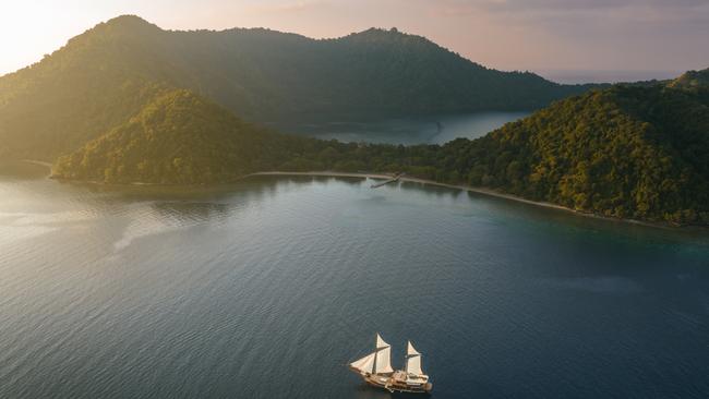 Celestia under sail in Indonesia.