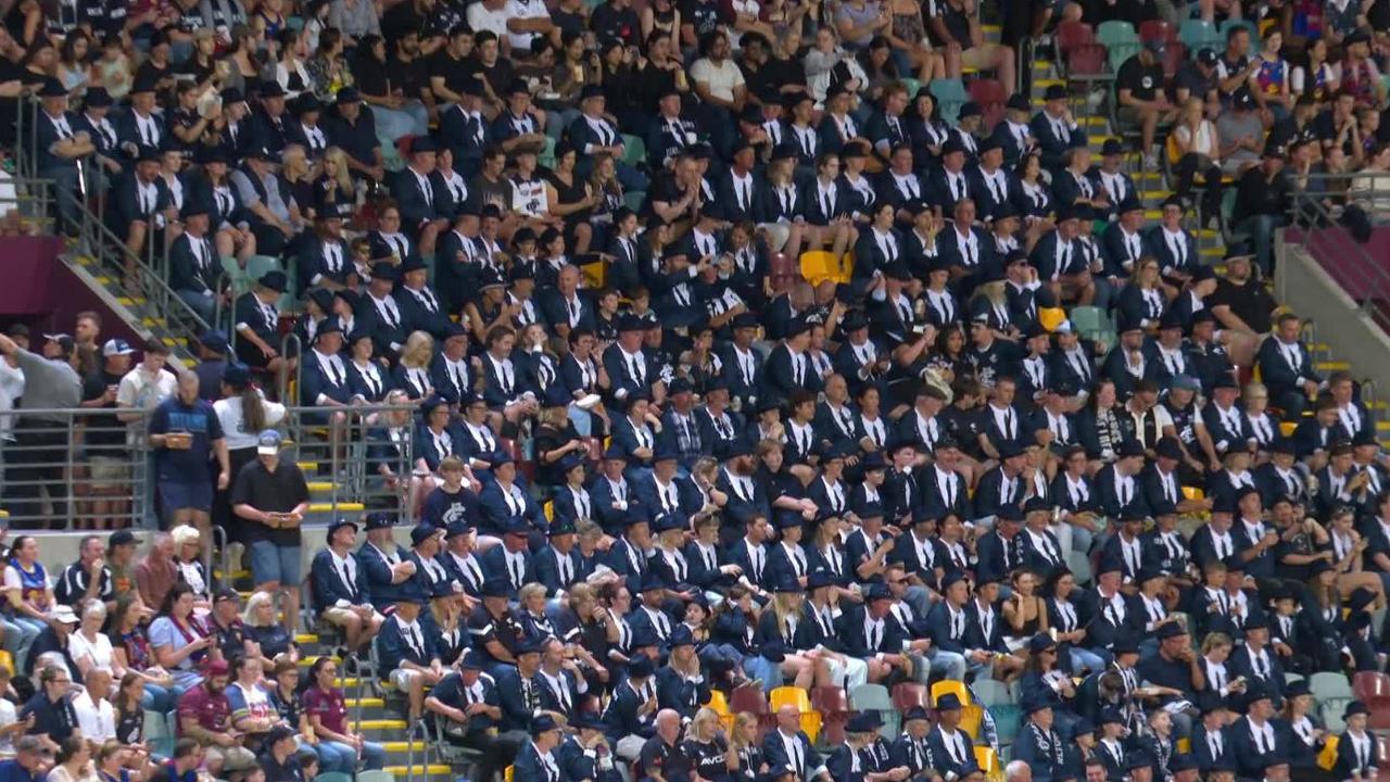 Carlton fans at the Gabba. Photo: Twitter