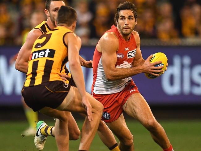 Josh Kennedy in action against his former team.