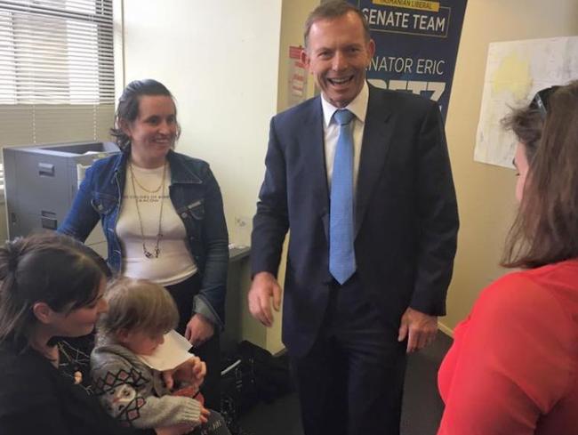 Tony Abbott meets with anti-same-sex-marriage campaigners while visiting Hobart. Picture: Tony Abbot/Facebook