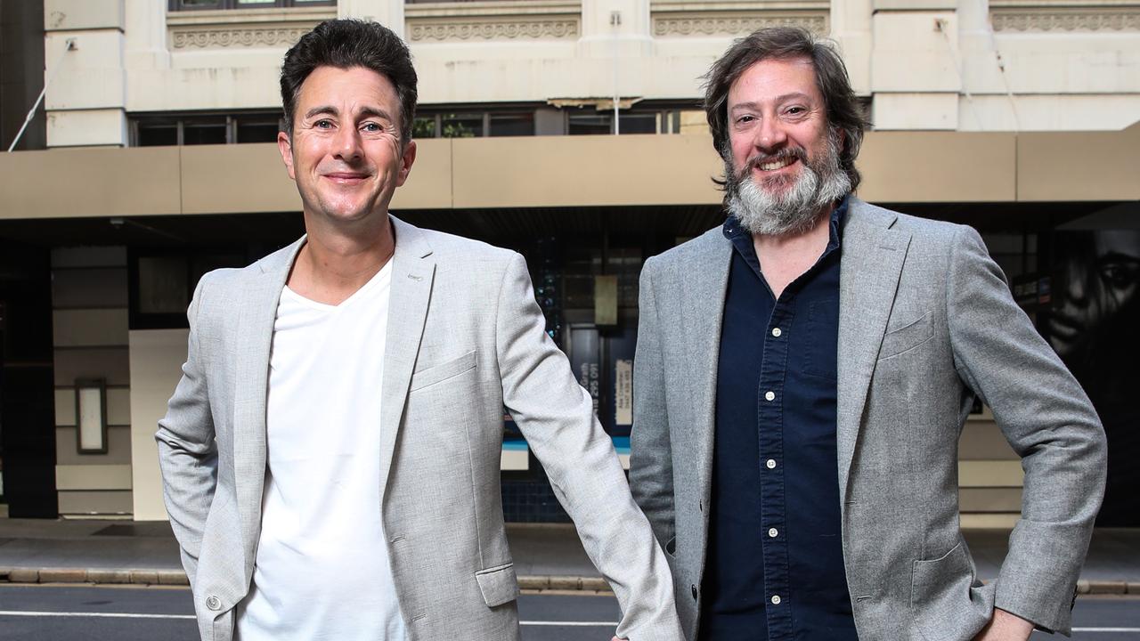 Ben Russell and Dan Clark out the front of their new restaurant Rothwell's Bar &amp; Grill. Picture: Zak Simmonds