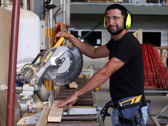 Rani El Alam is a second-year adult carpentry apprentice at Chullora TAFE. Picture: Craig Wilson