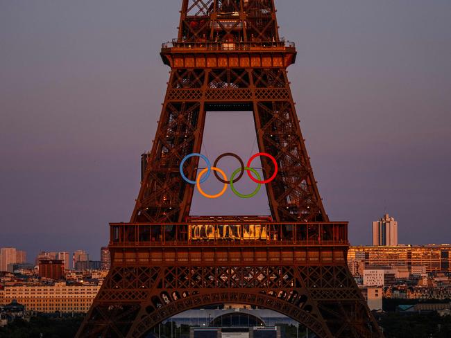 The volleyball will take place at the foot of the Eiffel Tower. Picture: Dimitar Dilkoff/AFP