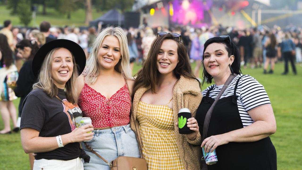 At The Backyard Series in Queens Park are (from left) Tani Englart, Breanna Sicario, Maddison Sicario and Carly Major, Saturday, November 6, 2021. Picture: Kevin Farmer