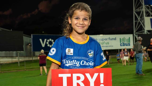 Damien Gillett with his mullett on show at the 2023 NRL match at TIO Stadium. Picture: Pema Tamang Pakhrin