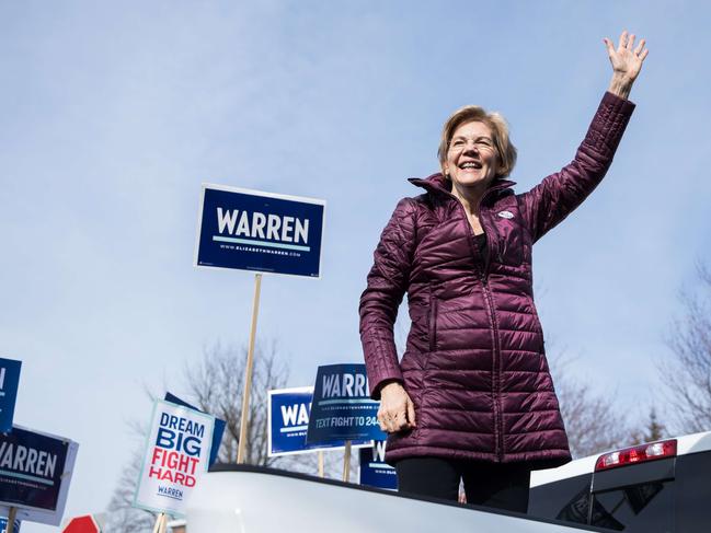 Former Democratic presidential candidate Sen. Elizabeth Warren. Picture: Scott Eisen