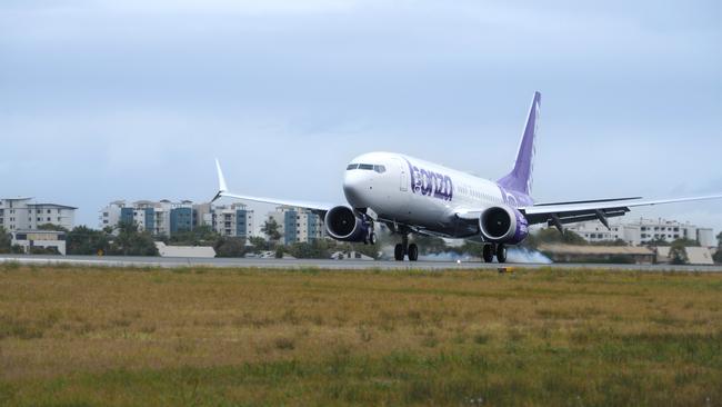 First Bonza 737 aircraft lands in Australia. Photo supplied Escape 7 August 2022 doc holiday