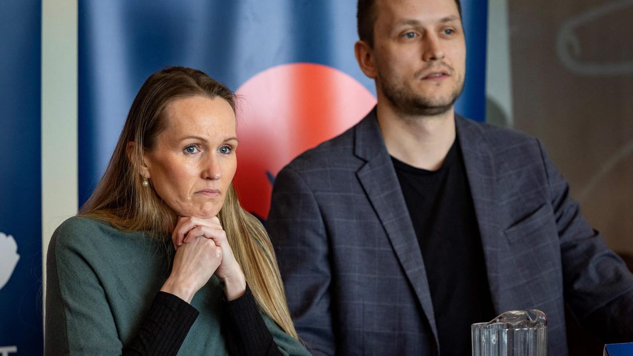 Anna Wangenheim (L) and Jens-Frederik Nielsen addressed voters attending an all party political meeting ahead of the election. Picture: Odd Andersen/AFP