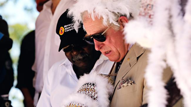 His Royal Highness Prince Charles is welcomed to country with a sacred â€˜Wuyalâ€™ ceremony, which will reveal the Malka (feather) string that connects the Rirratjingu people to their land. Led by traditional owner and ceremony leader Witiyana Marika, at Mount Nhulun where the spirit being Wuyal (sugar bag honey man) climbed to the top of the hill and named the areas around Nhulunbuy, and gave the Rirratjingu people their sacred knowledge. The Prince of Wales then met with senior members of the Rirratjingu Aboriginal Corporation, and Dhimurru Aboriginal Corporation during the first day of his visit to the Northern Territory.