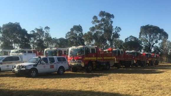 Firefighting equipment on standby to fight the Timbarra fire. Picture: Trevor Owen/Twitter