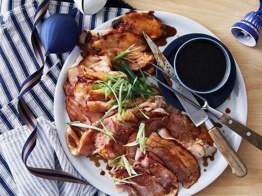 Sticky honey soy Christmas ham.