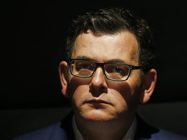 Daniel Andrews, during Sunday’s announcement of Victoria’s path out of lockdown. Picture: Getty Images