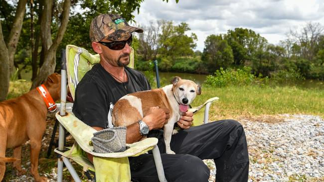 Coraki man Terry Collins is living on the banks of the Wilson River after the floods. Picture: Cath Piltz