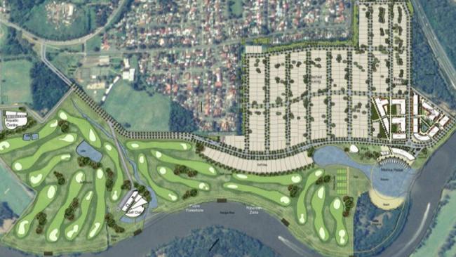 A proposed masterplan for the redevelopment of the Riverlands Golf Course from 2006 which, was subsequently rejected. The site has been the subject of several proposals since it was first sold more than 30 years ago.