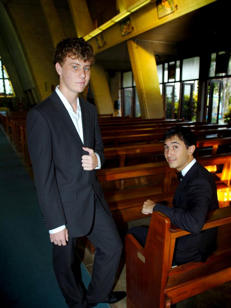 Karl Harold and James Gamble at the 2009 O’Loughlin Catholic College formal. Picture: NT NEWS