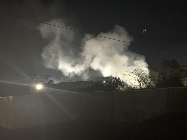 A garage fire in Rokeby sends plumes of smoke into the sky.