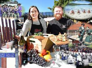 Relish Festival - Amber Tucker (Fraser Coast Tourism & Events) and chef Gavan Chin (The Federal Hotel) with produce and food to highlight this years Relish Festival. Picture: Alistair Brightman