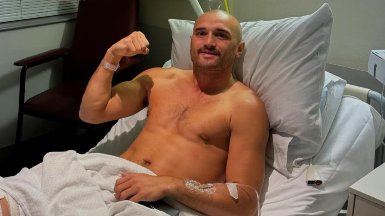 Sam Powell-Pepper in his hospital bed after he ruptured his anterior cruciate ligament and will miss the remainder of the 2024 AFL season. Picture: Instagram
