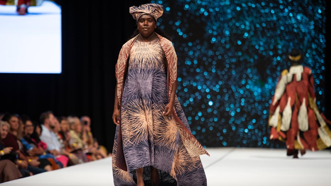 2024 Country to Couture at the Darwin Convention Centre showcases hand-designed First Nations fashion. Picture: Pema Tamang Pakhrin