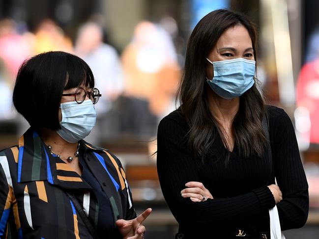 SYDNEY, AUSTRALIA - NewsWire Photos MAY, 07, 2021: Shoppers are seen wearing face masks in Sydney. Mask wearing and gathering restrictions have been introduced in New South Wales, after authorities in the state announced a further locally-acquired COVID-19 case in the wife of a man who was announced yesterday. Picture: NCA NewsWire/Bianca De Marchi