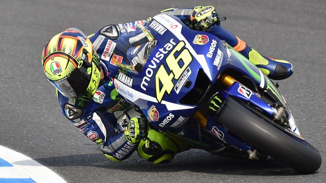 Valentino Rossi rides in practice at Motegi.