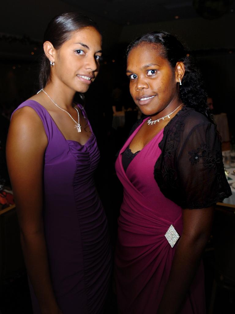 Simone Brogan and Tiannah Bernard at the 2009 St John’s Catholic Senior College formal. Picture: NT NEWS