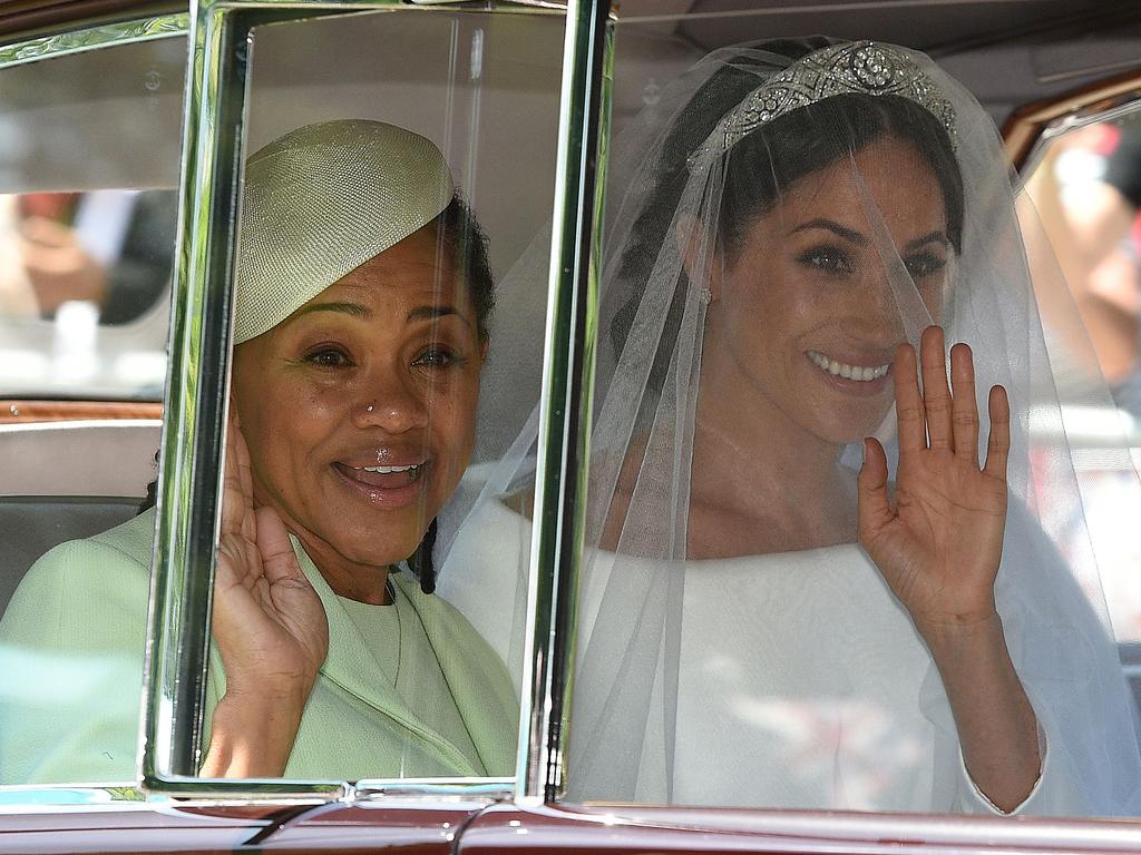 Part of the Sussexes’ spending was said to be on an allowance for Meghan’s mum Doria, seen her on Meghan’s wedding day. Picture: Oli Scarff/AFP.