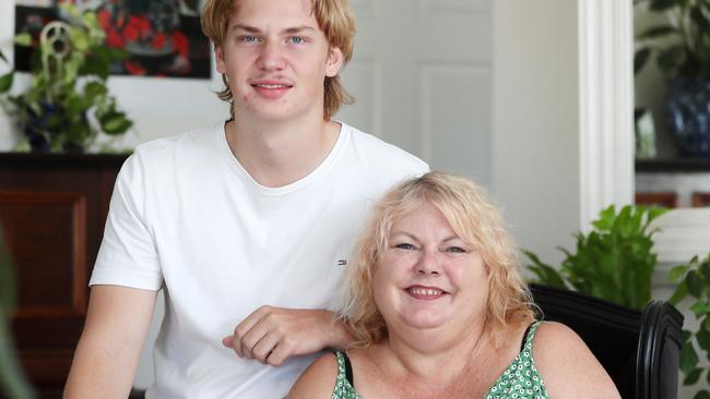 Jo Cairns at home with her 18-year-old son Josh. Picture: Tara Croser.