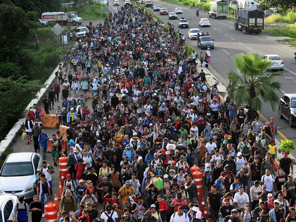 Hundreds of migrants in a US-bound caravan. Picture: Isaac Guzman/AFP