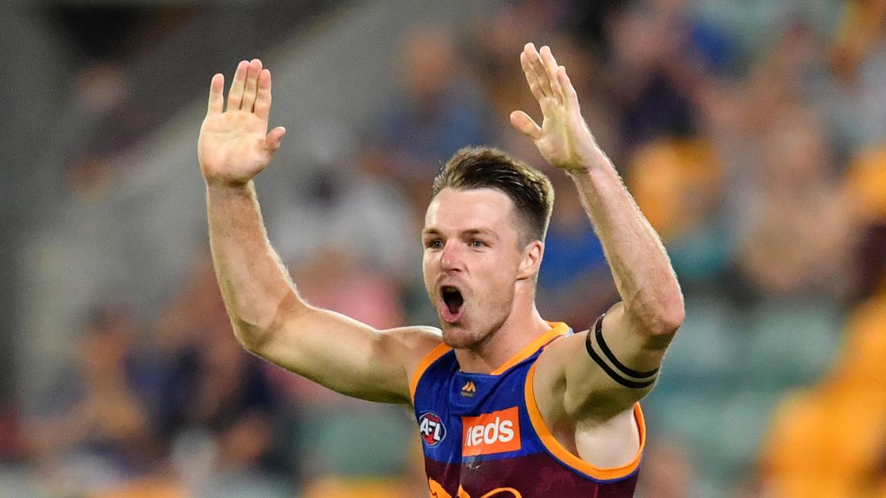 Lincoln McCarthy celebrates one of his four goals on Saturday night.